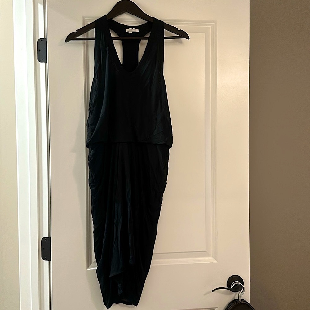 Helmut Lang Black Draped Racerback Dress, S